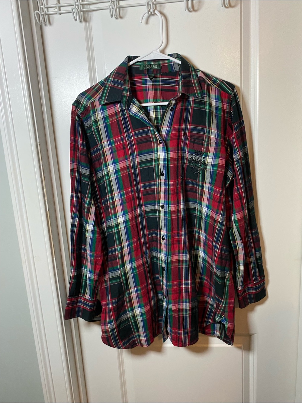 Lauren Ralph Lauren Red, Green & Navy Plaid Button-Down Shirt